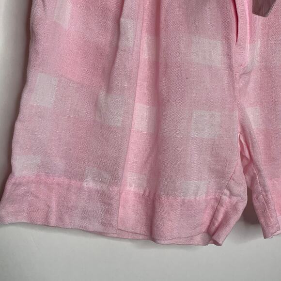 Solid & Striped Paperbag-Waist Plad Linen Shorts Women Pink Small - Picture 5 of 16